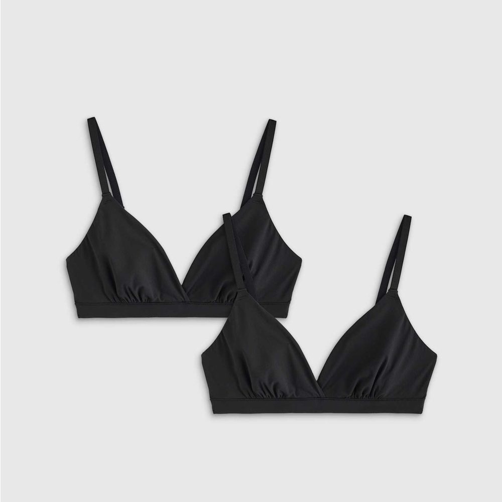 Quince Second Skin Bralette Crossover Black NWOT